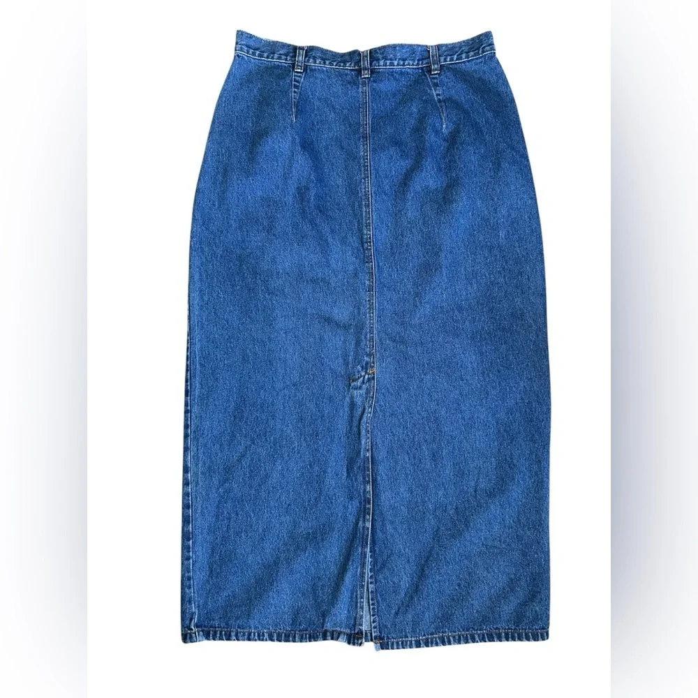 Bill Blass Vintage Midi 100% Cotton Denim Skirt size 14 - Picture 4 of 7